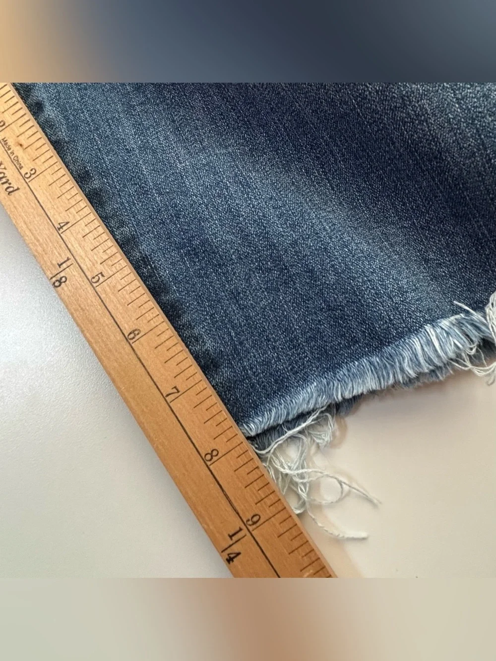 RISEN Pull On Denim Shorts Raw Hem Stretch Bermuda 8” Inseam Medium NWT - Picture 5 of 9